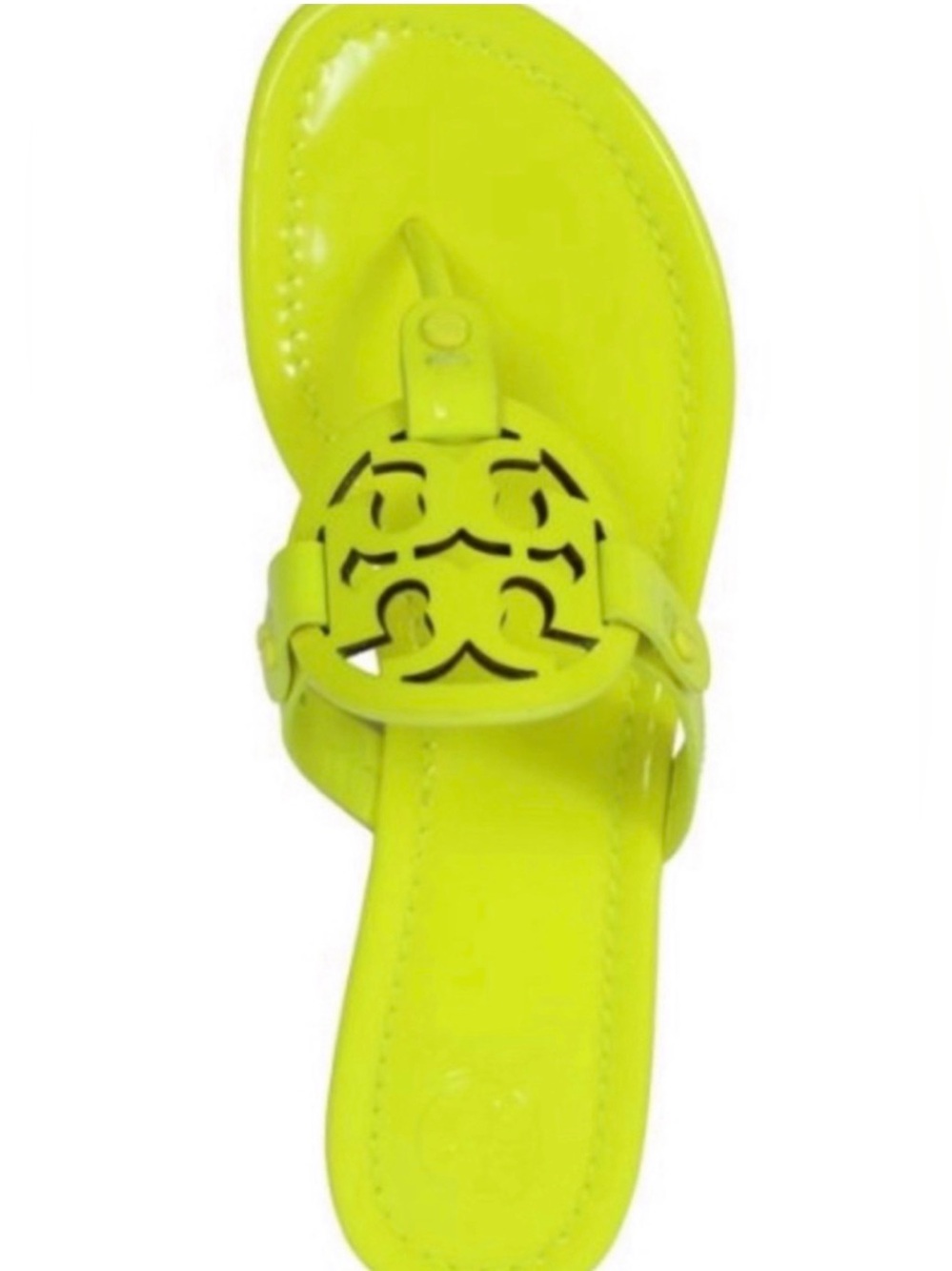 Tory Burch Neon Fluorescent Yellow Patent Leather Miller Sandals - Picture 13 of 13